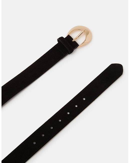 Accessorize Black Oval Buckle Suede Belt
