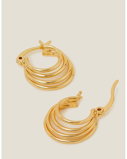 Accessorize Metallic Women's 14ct Gold-plated Layered Hoops