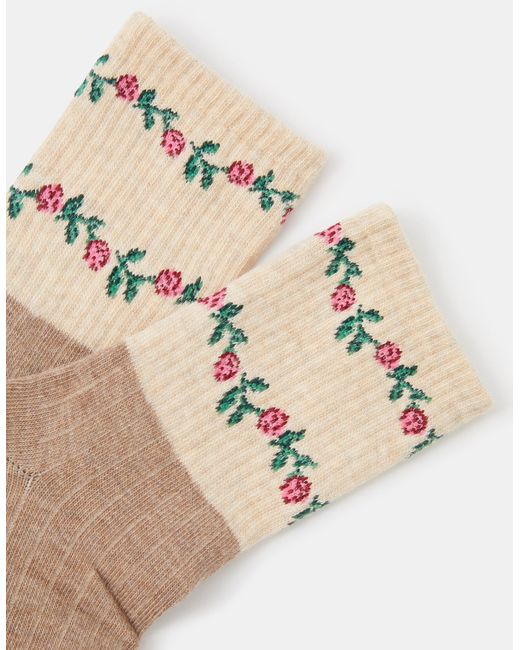Accessorize White Flower Cuff Socks