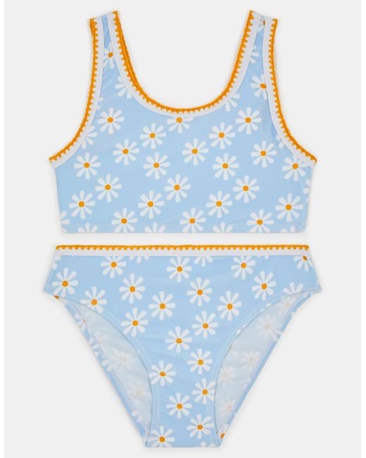 Accessorize Blue Daisy Print Bralette Bikini Set