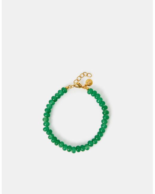 Accessorize Green 14Ct-Plated Aventurine Quartz Bead Bracelet
