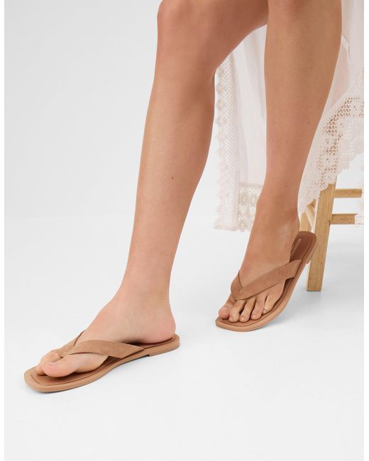 Accessorize Natural Suede Flip Flop Sandals