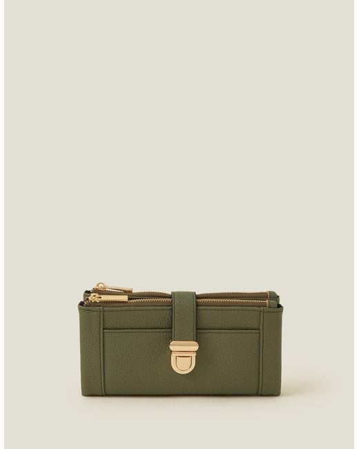 Accessorize Green Pu Push Lock Wallet