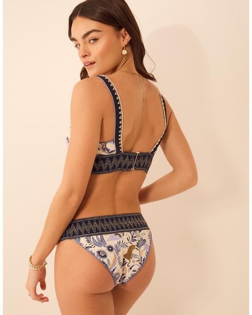 Accessorize Brown Top Regular Celestial Print Band Bikini Multi