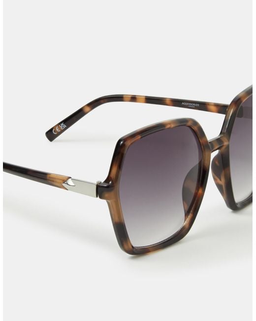 Accessorize Brown Oversized Tort Square Sunglasses