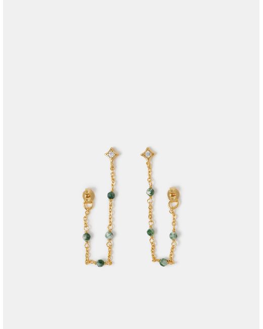 Accessorize White 14Ct-Plated Aventurine Chain Drop Earrings