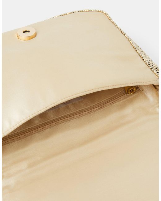 Accessorize Natural Embellished Fold Over Clutch Bag