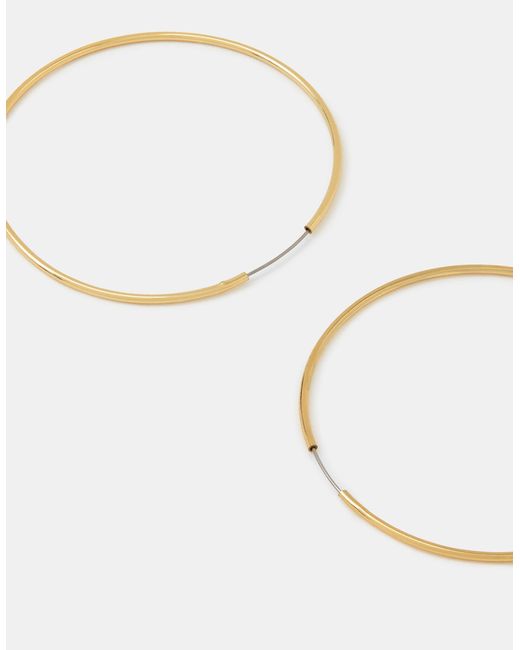 Accessorize Natural 14Ct-Plated Medium Hoop Earrings