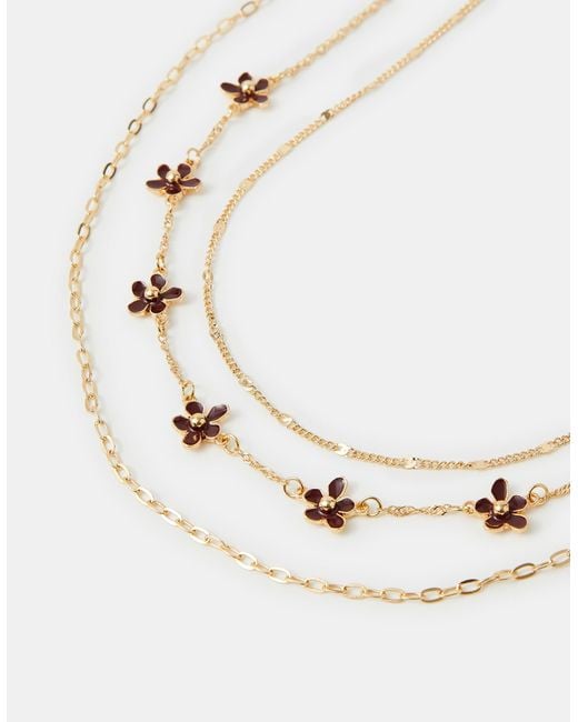 Accessorize Metallic 3-Pack Enamel Flower Necklaces