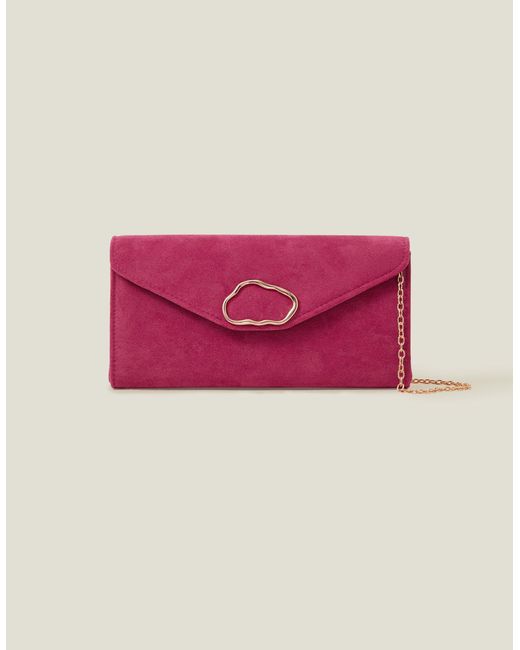 Accessorize Women's Suedette Box Clutch Bag Pink