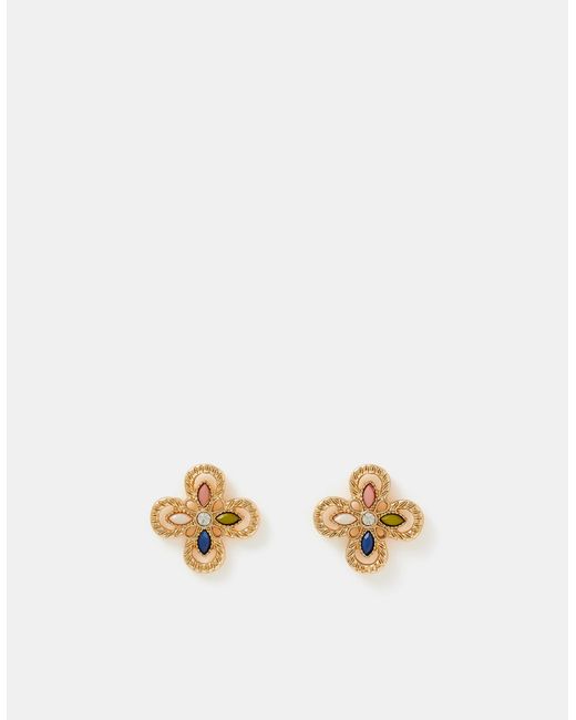 Accessorize Metallic Clover Cut Out Stud Earrings