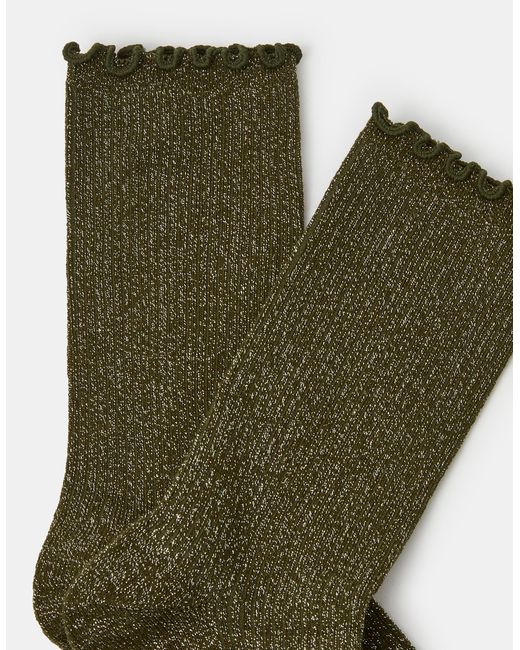 Accessorize Green Glitter Frill Socks