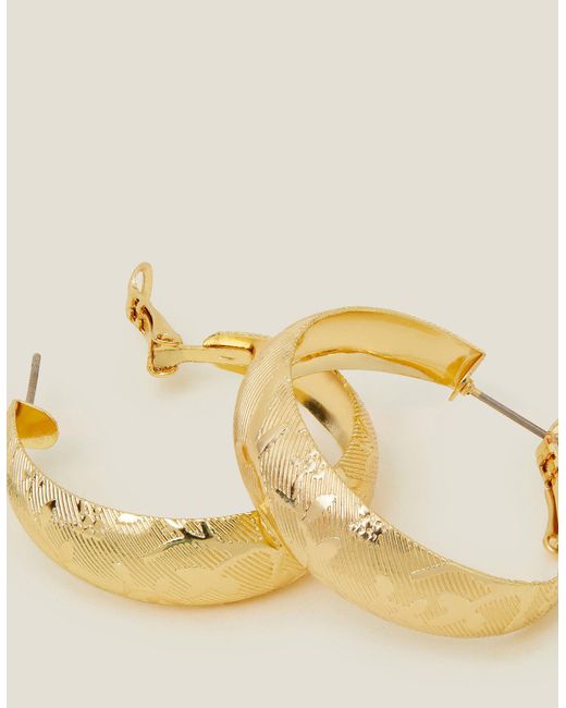Accessorize Metallic Women's Gold Etched Chunky Hoops