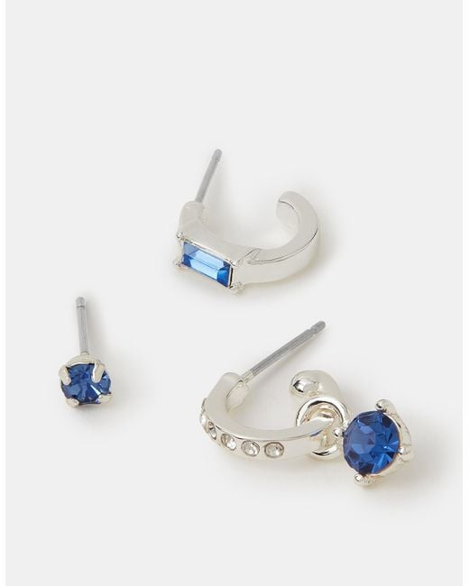 Accessorize Multicolor 3-Pack Sparkle Hoop Stud Earrings