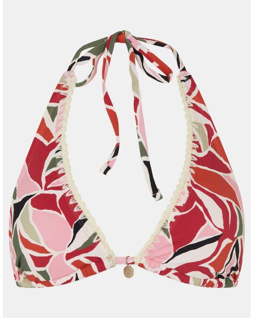 Accessorize Red Abstract Print Triangle Bikini Top