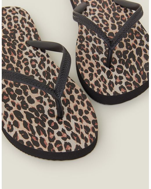 Accessorize Natural Leopard Print Flip Flops
