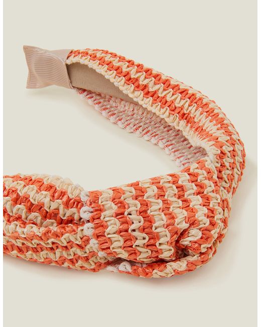 Accessorize Pink Women's Orange Stripe Raffia Headband