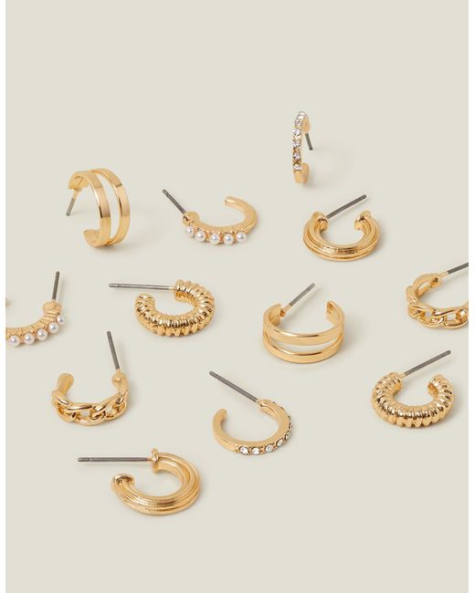 Accessorize Natural 6-Pack Textured Hoops