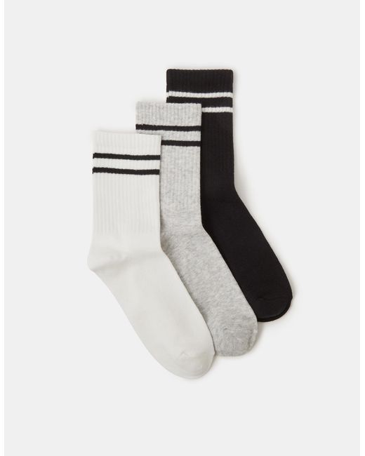 Accessorize White 3-Pack Varsity Stripe Socks