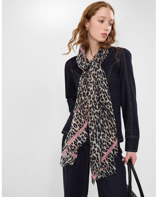 Accessorize White Lightweight Leopard Print Scarf