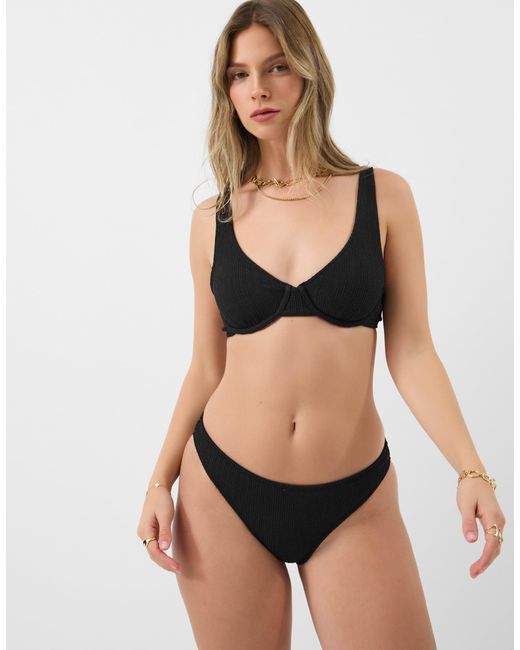 Accessorize Black Crinkle Textured Bikini Bottoms