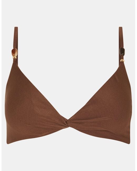Accessorize Brown Twist Front Beaded Strap Bikini Top