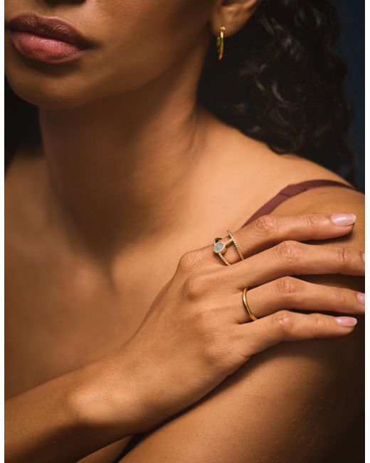 Accessorize Metallic 14Ct-Plated Light Sapphire Double Band Ring