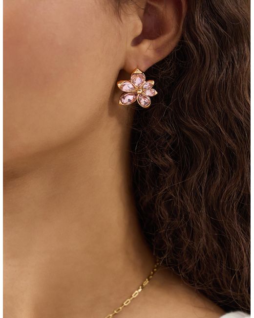 Accessorize White Gemstone Flower Stud Earrings