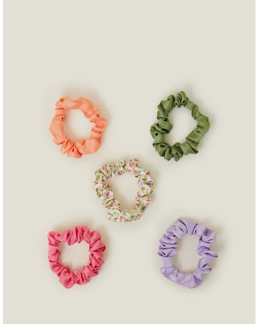 Accessorize Multicolor Women's Green/pink 5-pack Printed Scrunchies