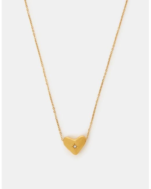 Accessorize Natural Stainless Steel Molten Heart Pendant Necklace