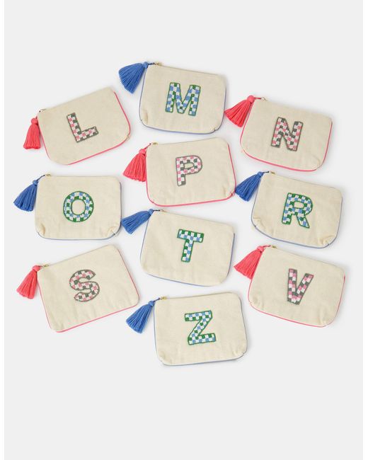 Accessorize Pink Initial Beaded Pouch