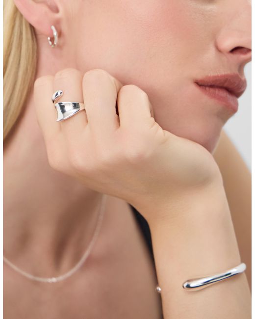 Accessorize White Sterling-Plated Crossover Band Ring