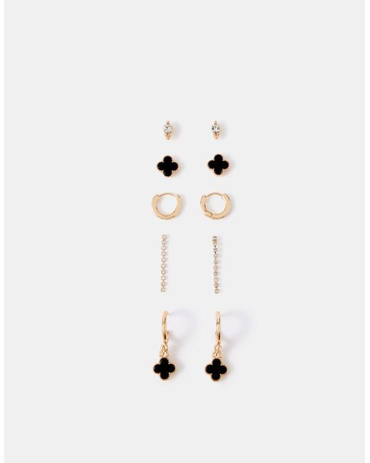 Accessorize White 5-Pack Clover Stud & Hoop Earrings