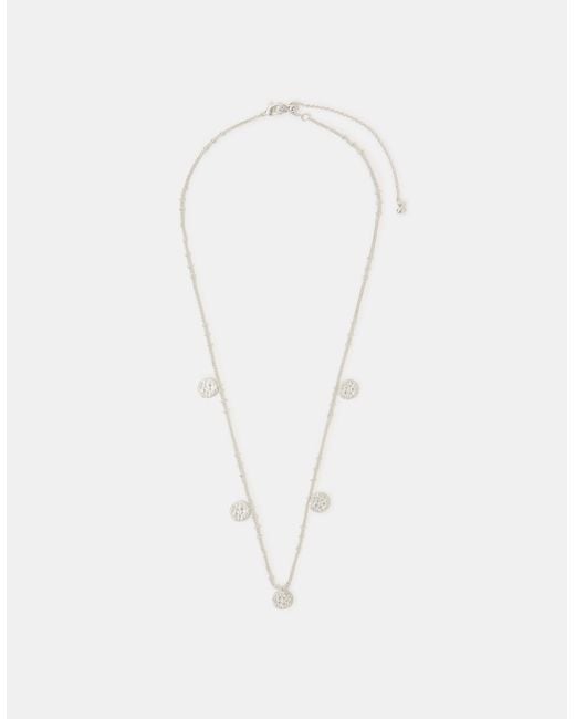 Accessorize White Sterling-Plated Coin Charm Necklace