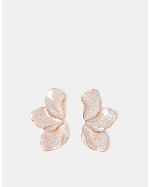 Accessorize Brown Half Flower Enamel Stud Earrings