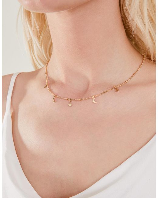 Accessorize Natural Stars And Moon Station Necklace