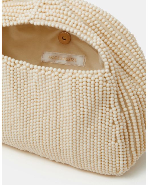 Accessorize Natural Beaded Handheld Bag