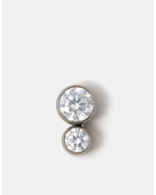 Accessorize White Titanium Stone Drop Flatback Stud