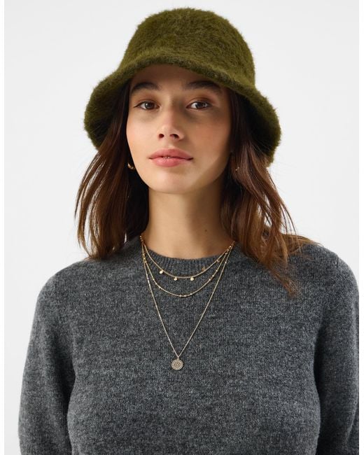 Accessorize Green Fluffy Bucket Hat