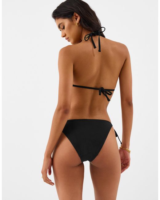 Accessorize Black Shell Embroidered Triangle Bikini Top