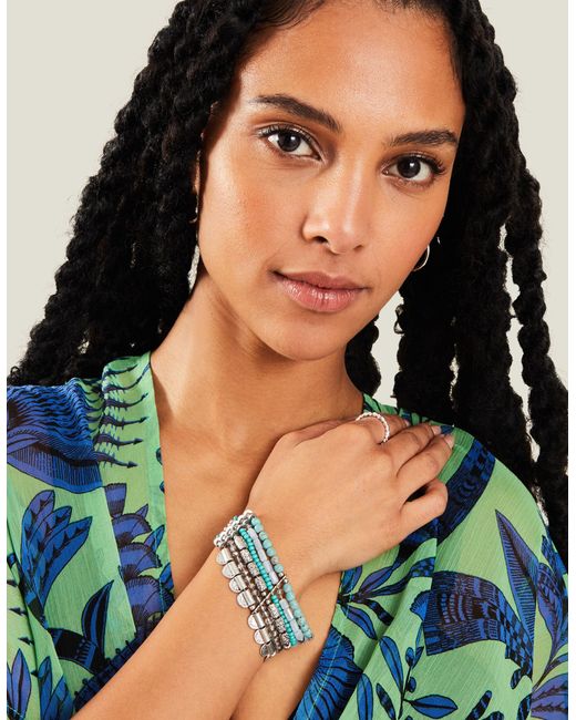 Accessorize Multicolor Women's Blue/silver Semi-circle Statement Bracelet