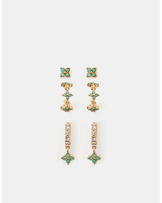 Accessorize Brown 3-Pack Flower Stud & Hoop Earrings