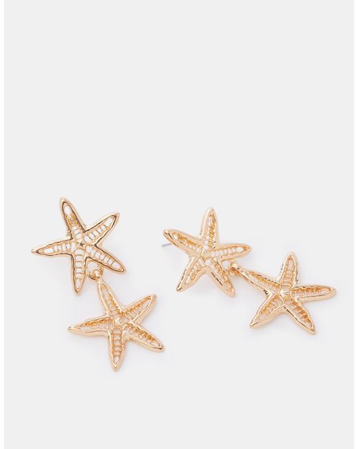 Accessorize Brown Double Starfish Drop Earrings