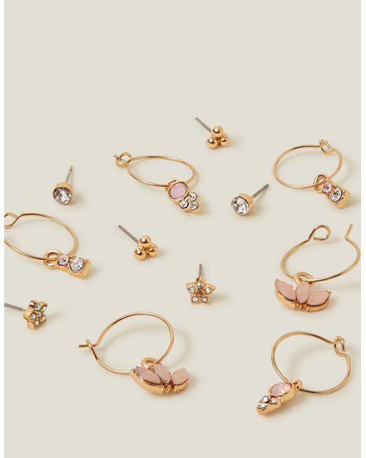 Accessorize Natural Women's Gold 6-pack Pretty Stud And Hoops Set