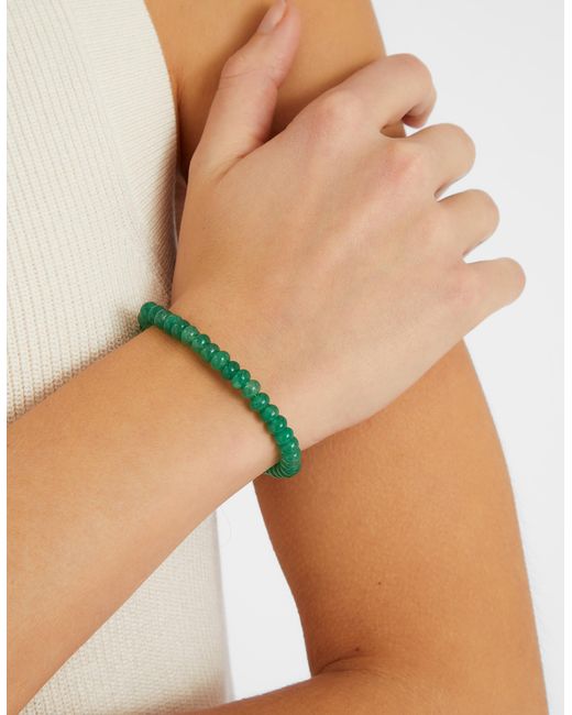 Accessorize Green 14Ct-Plated Aventurine Quartz Bead Bracelet