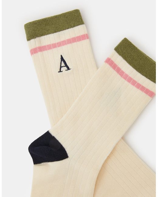 Accessorize White Initial Socks