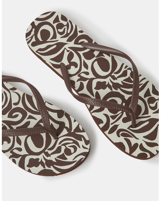 Accessorize White Floral Print Flip Flops