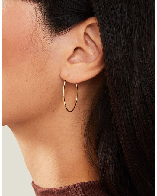 Accessorize Natural 14Ct Plated Brass Thin Hoop Earrings