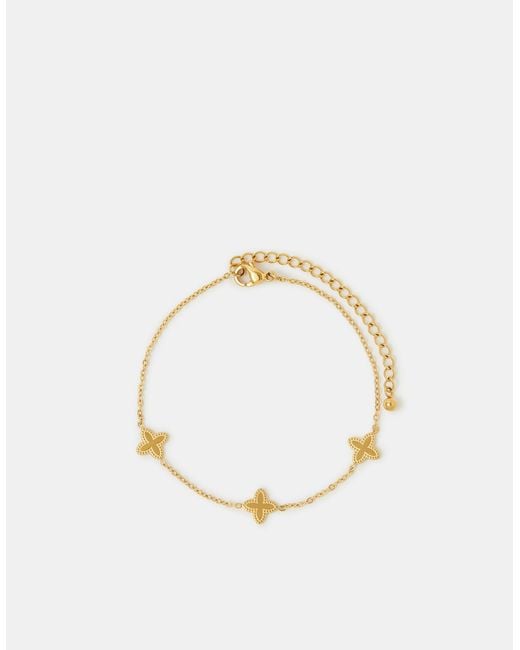 Accessorize Metallic Stainless Steel Clover Station Bracelet