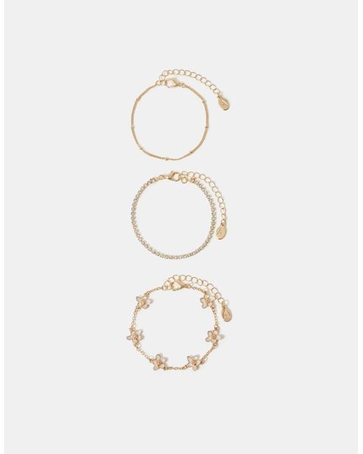 Accessorize White 3-Pack Flower Station Bracelets
